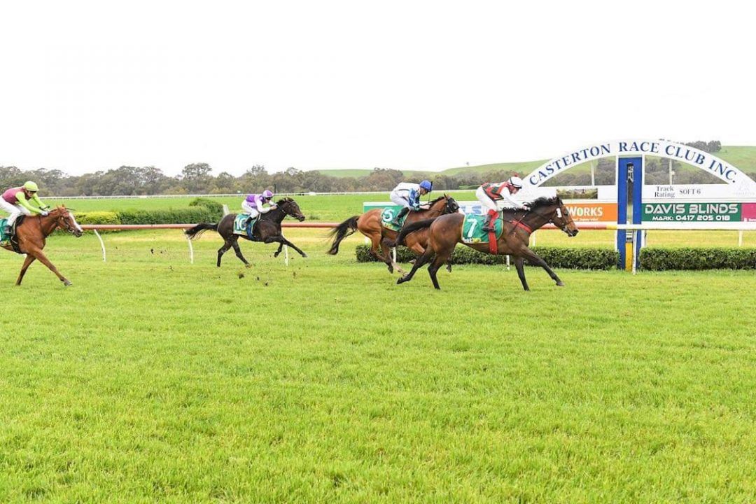 Shuriken ridden by Dean Yendall wins the Ross Fitzgerald Concrete 3YO Maiden Plate at Casterton Racecourse on 24 October, 2022, in Casterton, Australia (Photo by Pat Scala/Racing Photos)